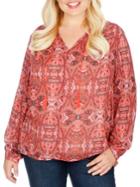 Lucky Brand Plus Printed Tie-up Top