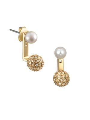 Karl Lagerfeld Faux Pearl, Swarovski Crystal And Crystal Jacket Earrings