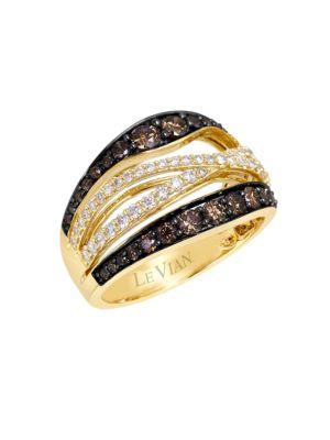 Le Vian 14k Yellow Gold Chocolate And White Diamond Ring