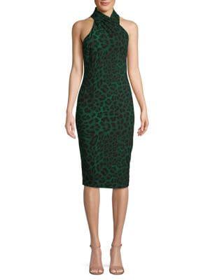 Rachel Rachel Roy Harland Leopard-print Cross Halter Bodycon Dress