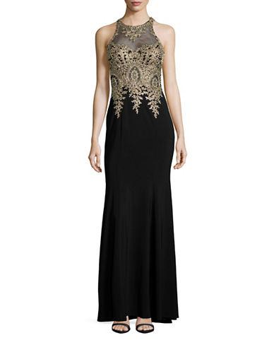 Xscape Embroidered Mermaid Gown