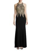 Xscape Embroidered Mermaid Gown