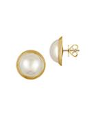 Majorica 10mm Organic Round Man-made Pearl & 18k Gold Earrings