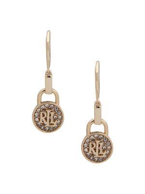 Lauren Ralph Lauren 2-pair Goldtone Padlock Drop Earrings