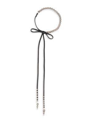 Carolee Dita Faux-pearl & Leather Choker Necklace