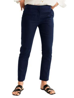 Mango Linen Straight Trousers