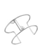 Vince Camuto Silvertone And Cubic Zirconia Pave T-bar Cuff Bracelet