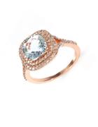 Effy 14k Rose Gold Aqua And Diamond Ring