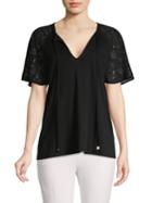 Michael Michael Kors Embellished-sleeve V-neck Top