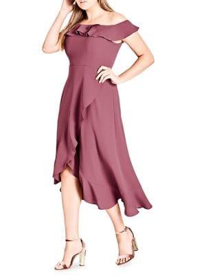 City Chic Plus Ruffle Wrap Dress