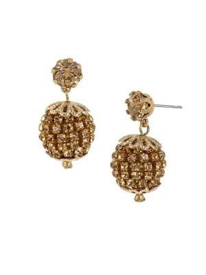 Miriam Haskell Sparkle Sphere Crystal Fireball Drop Earrings