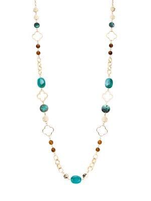 Black Diamond Goldtone Single Strand Necklace