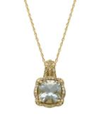 Lord & Taylor 14kt. Yellow Gold Green Amethyst And Diamond Pendant Necklace