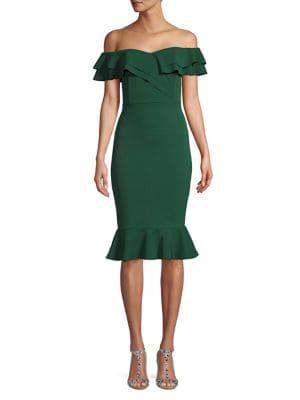 Quiz Off-the-shoulder Ruffles Sheath Dress