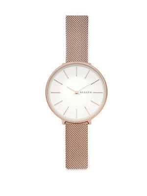 Skagen Karolina Rose-goldtone Silk-mesh Bracelet Watch