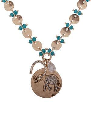 Lonna & Lilly Goldtone And Cubic Zirconia Elephant Pendant Necklace