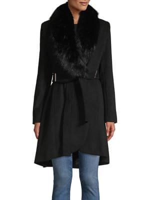 Calvin Klein Petite Faux-fur Collar Jacket