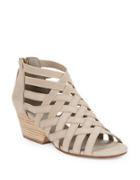 Eileen Fisher Oodle Nubuck Cross Strapped Stacked Wedge Sandals
