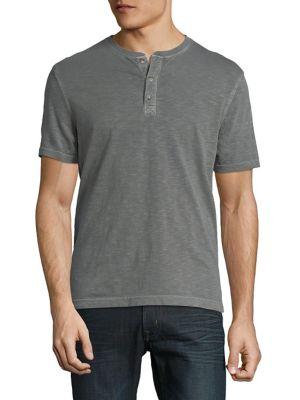 Black Brown Short-sleeve Cotton Henley