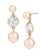 Miriam Haskell Pearl Basics Faux Pearl And Crystal Linear Earrings