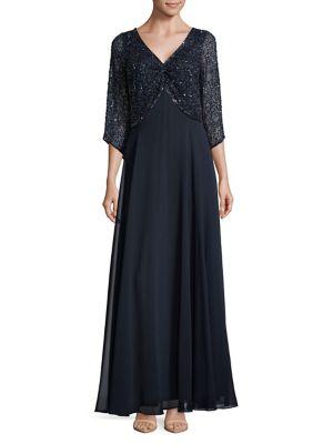 J Kara Plus Embelllished Sequin Gown