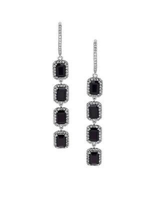 Lord & Taylor Onyx And Sterling Silver Drop Earrings