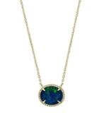 Effy 14k Yellow Gold, Diamond & Blue Opal Pendant Necklace