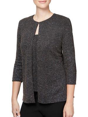 Alex Evenings Two-piece Metallic Camisole & Jacket Set