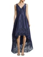 Betsy & Adam Sleeveless Hi-lo Embroidered Gown