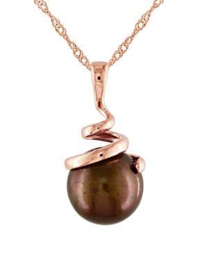 Sonatina 8-8.5mm Brown Cultured Freshwater Pearl And 14k Rose Gold Spiral Necklace