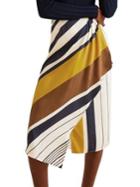 Mango Printed Striped Midi Skirt