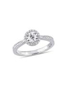 Sonatina Sterling Silver & Diamond Halo Engagement Ring
