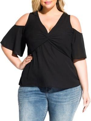 City Chic Plus Cold Shoulder Twist Top