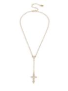Miriam Haskell Crystal Stone Cross Y-shaped Necklace