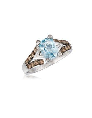 Le Vian Chocolatier Sea Blue Aquamarine, Vanilla Diamonds & 14k Vanilla Gold Ring