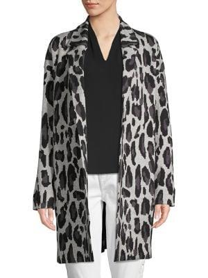 T Tahari Animal-printed Jacquard Sweater Coat