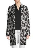 T Tahari Animal-printed Jacquard Sweater Coat