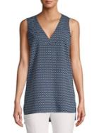 Joan Vass Sleeveless Framed V-neck Blouse