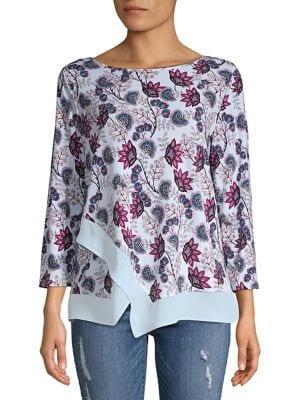 Ivanka Trump Handkerchief-hem Floral Top