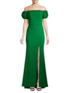 Betsy & Adam Off-the-shoulder Puff Sleeve Gown