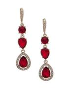 Givenchy Crystal & Red Crystal Double Drop Earrings