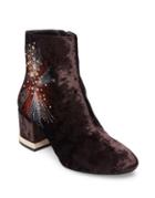 Design Lab Auntie Embroidered Velvet Booties