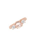 Lord & Taylor Rose Goldplated Sterling Silver And Cubic Zirconia Three Stone Ring