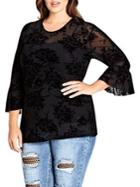 City Chic Plus Relaxed-fit Velour Top