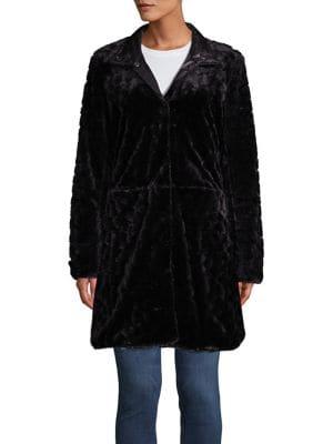 Via Spiga Faux Fur Spread Collar Reversible Coat
