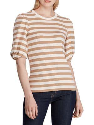 Lauren Ralph Lauren Striped Puff-sleeve Tee