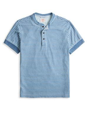 Brooks Brothers Red Fleece Striped Cotton Henley