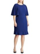 Lauren Ralph Lauren Plus Plus Slim-fit Flutter-sleeve Crepe Dress