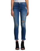 7 For All Mankind Ankle Skinny Ripped Raw Hem Jeans