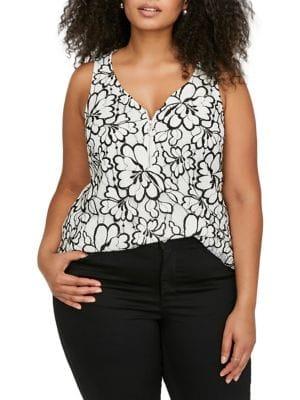 Addition Elle Michel Studio Plus Floral Lace V-neck Top
